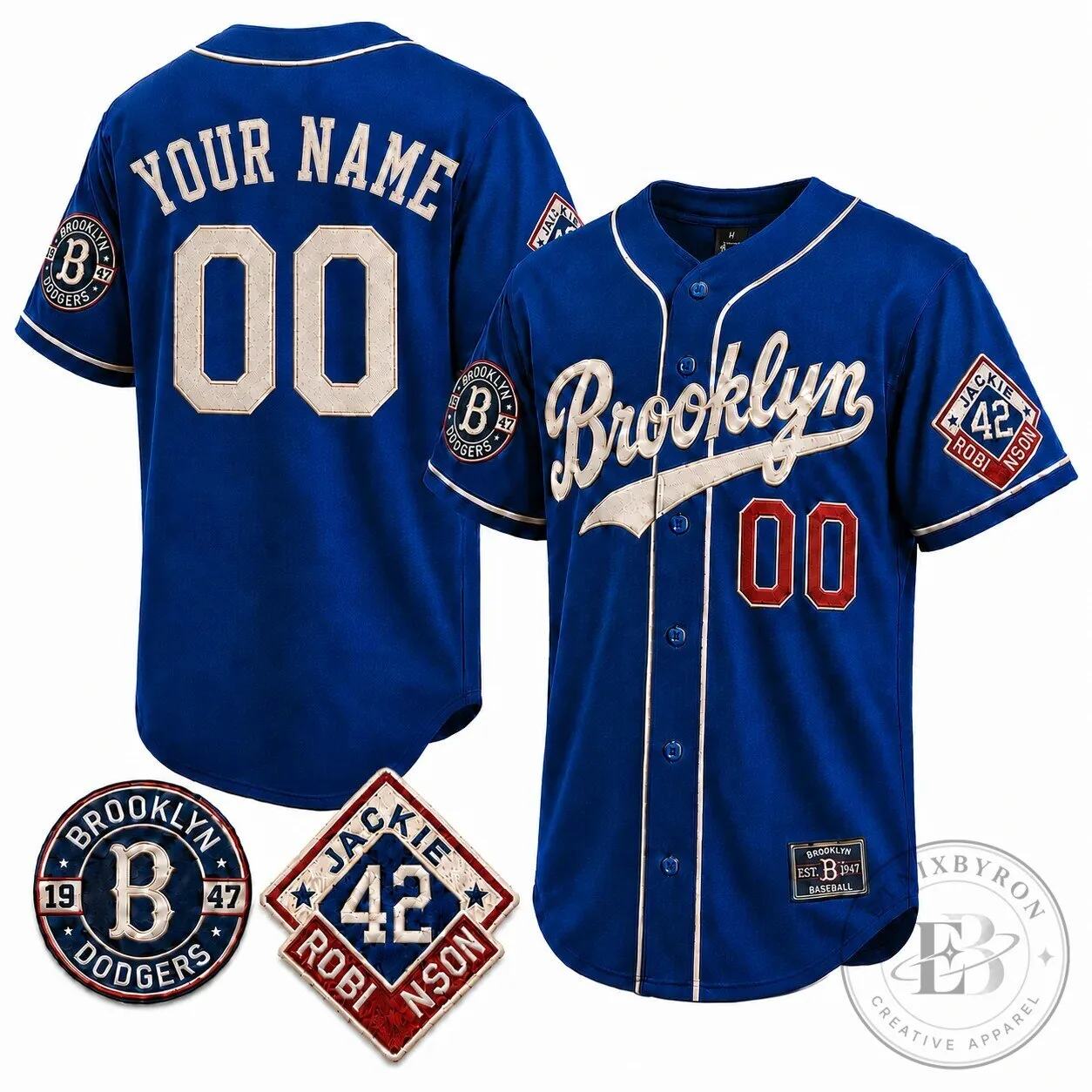 Brooklyn Dodgers Jackie Robinson Custom Baseball Jersey - Etnix