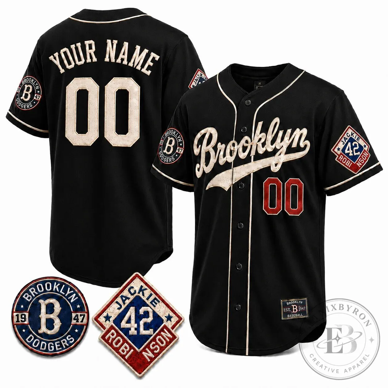 Brooklyn Dodgers Jackie Robinson Custom Baseball Jersey - Etnix