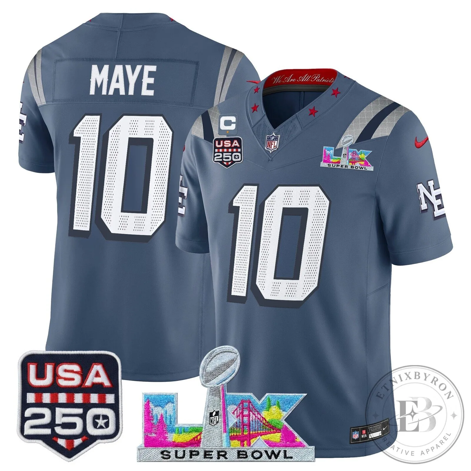 Super Bowl LX New England Patriots Mac Jones Football Jersey